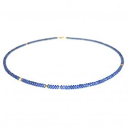 blaue Saphir Linsenkette mit Gold